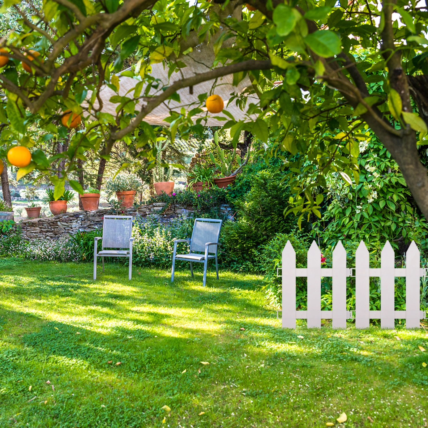 2 Sets White Plastic Fence Durable Garden Picket Fence Useful Lawn Edging