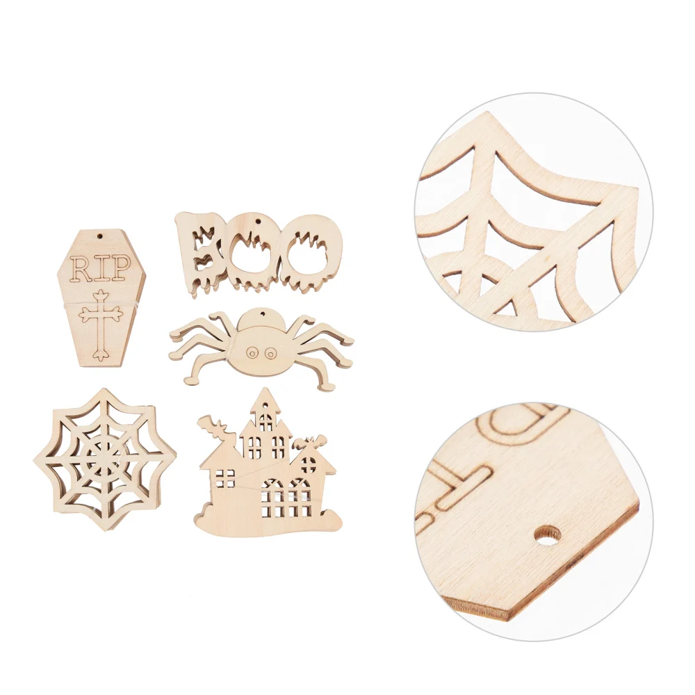 50pcs Creative Halloween Graffiti Wooden Slices DIY Crafts Wood Slices for Festival