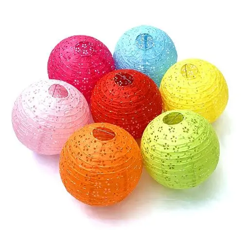 6pcs Paper Lantern Party Decors Birthday Paper Lantern Hanging Ornaments for Garden Party Random Color