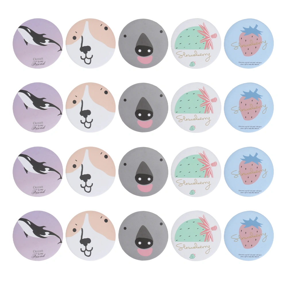 20pcs Pretty Mini Cartoon Mirror Portable Makeup Mirror for Travel Daily Use