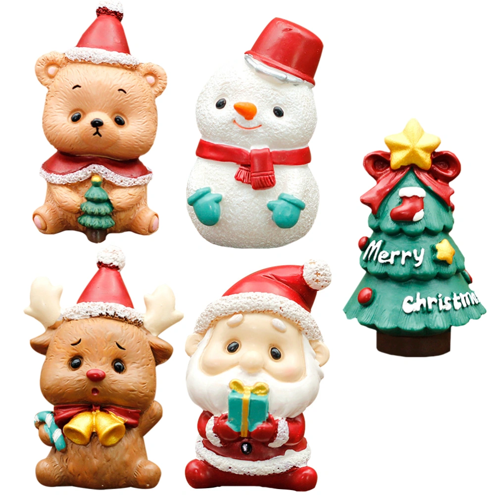 1 Set 5 Pcs Christmas Gifts Cake Decorations Resin Adornments (Red White Green)