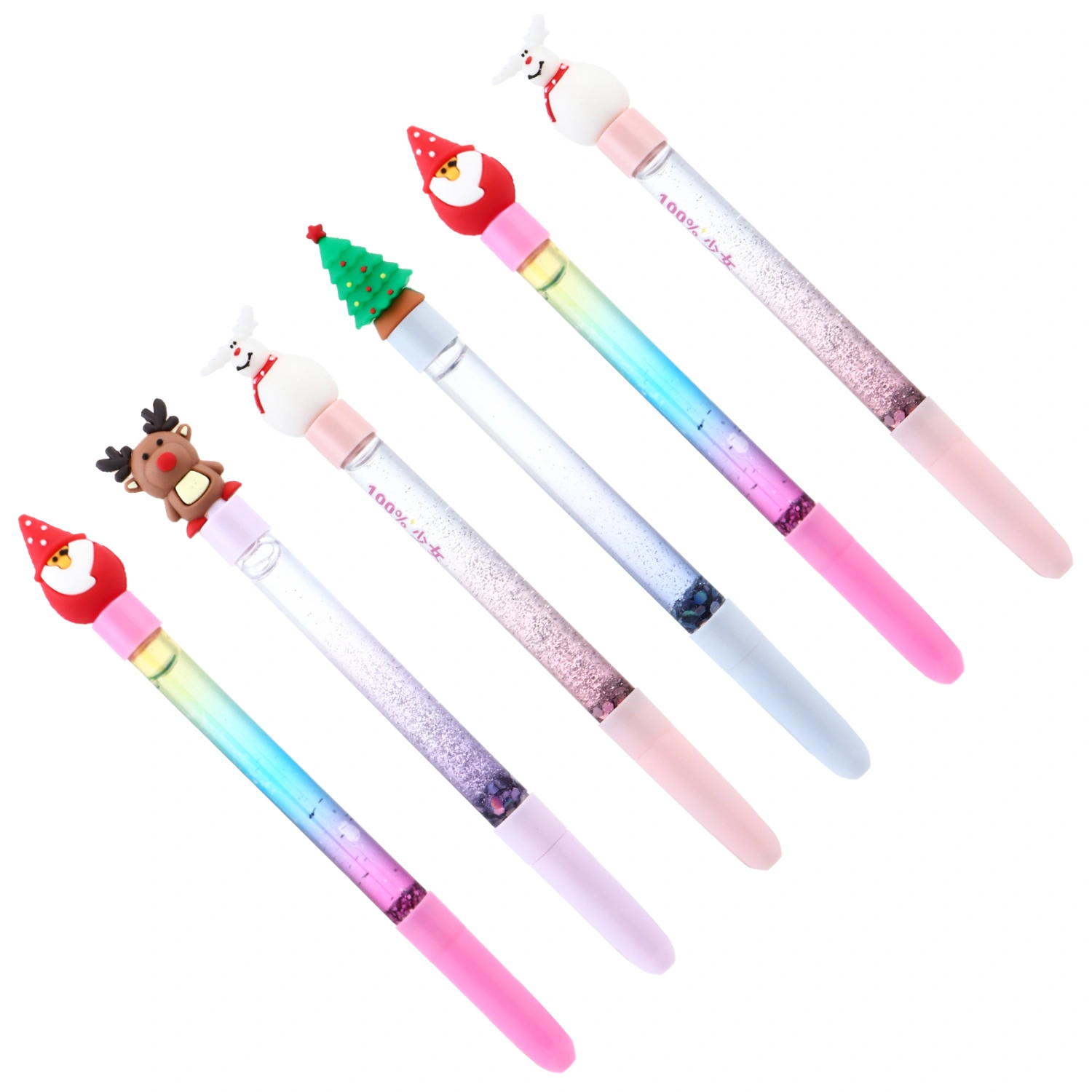 6pcs Cartoon Gel Pen Christmas Marker Pen Gel Ink Pen Stationery (Mixed Color)
