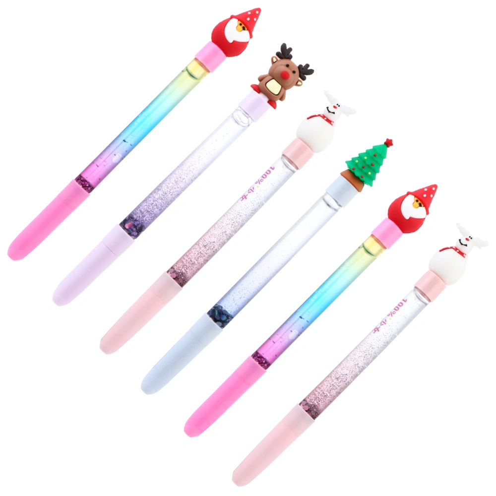 6pcs Cartoon Gel Pen Christmas Marker Pen Gel Ink Pen Stationery (Mixed Color)