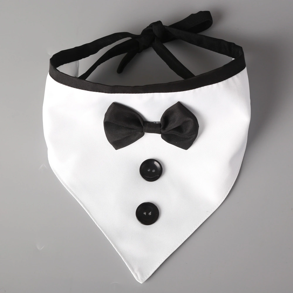 Dog Tuxedo Formal Dressy Bandana Per Collar with Bowtie Dog Outfit Triangular Binder