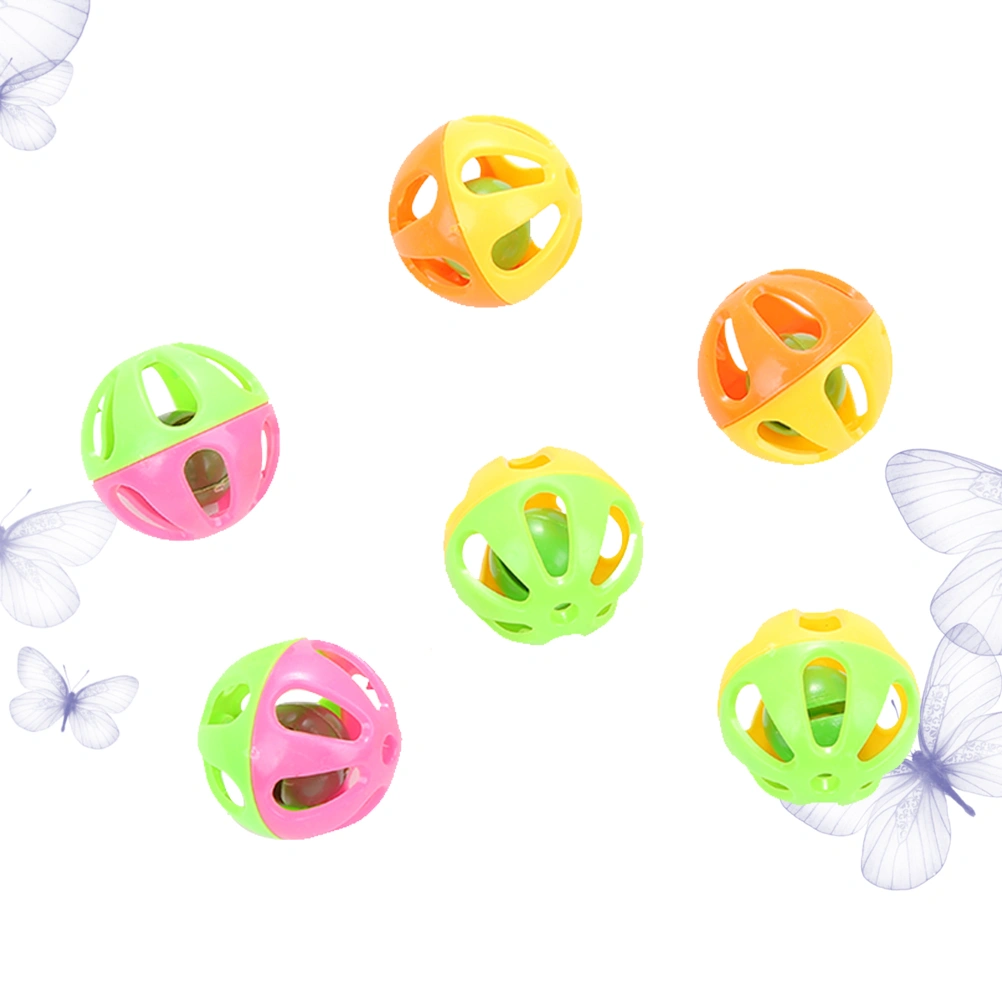 5pcs Cat Toy Balls Plastic Hollow Balls Bell Inside Interactive Cat Toys (Random Color)