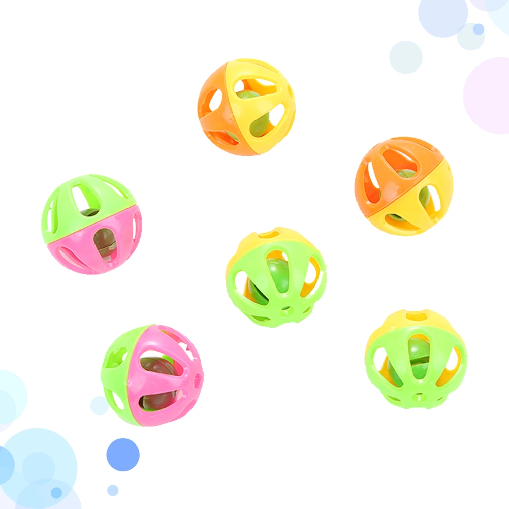 5pcs Cat Toy Balls Plastic Hollow Balls Bell Inside Interactive Cat Toys (Random Color)