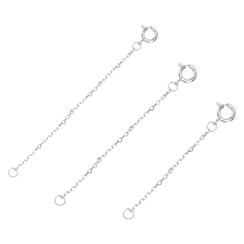 3PCS Delicate Sterling Silver Chain Female Bracelet Necklace Extension Chain