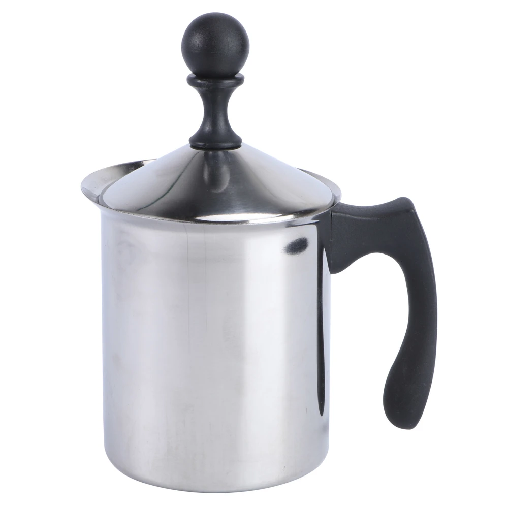 1Pc Manual Milk Frother Stainless Milk Frother Manual Frothing Pitcher (Silver)