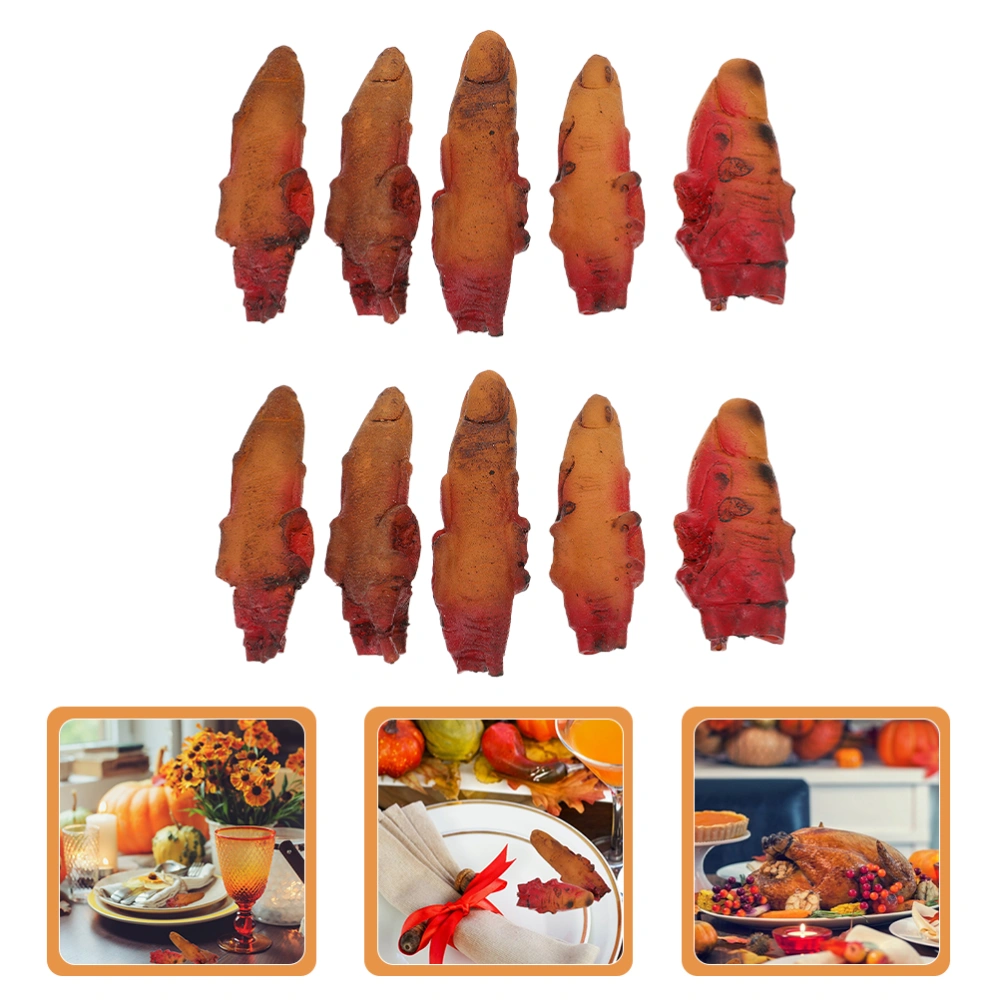 10pcs Halloween Fake Finger Simulation Bloody Finger Prop Haunted House Decor