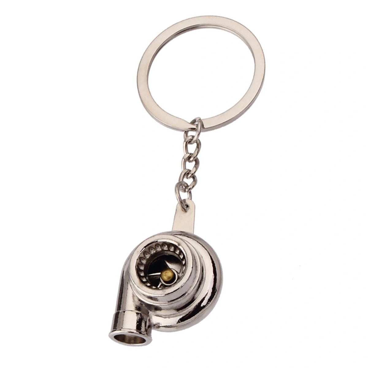 Creative Key Chains Turbine Pressure Booster Innovative Air Blower Metal Car Accessories Key Chains (Silver)