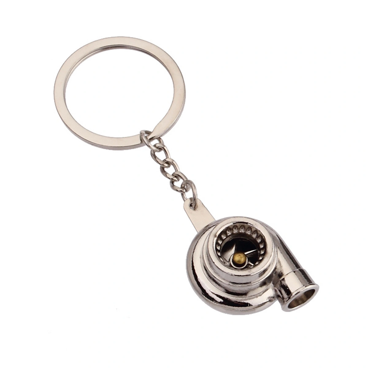 Creative Key Chains Turbine Pressure Booster Innovative Air Blower Metal Car Accessories Key Chains (Silver)