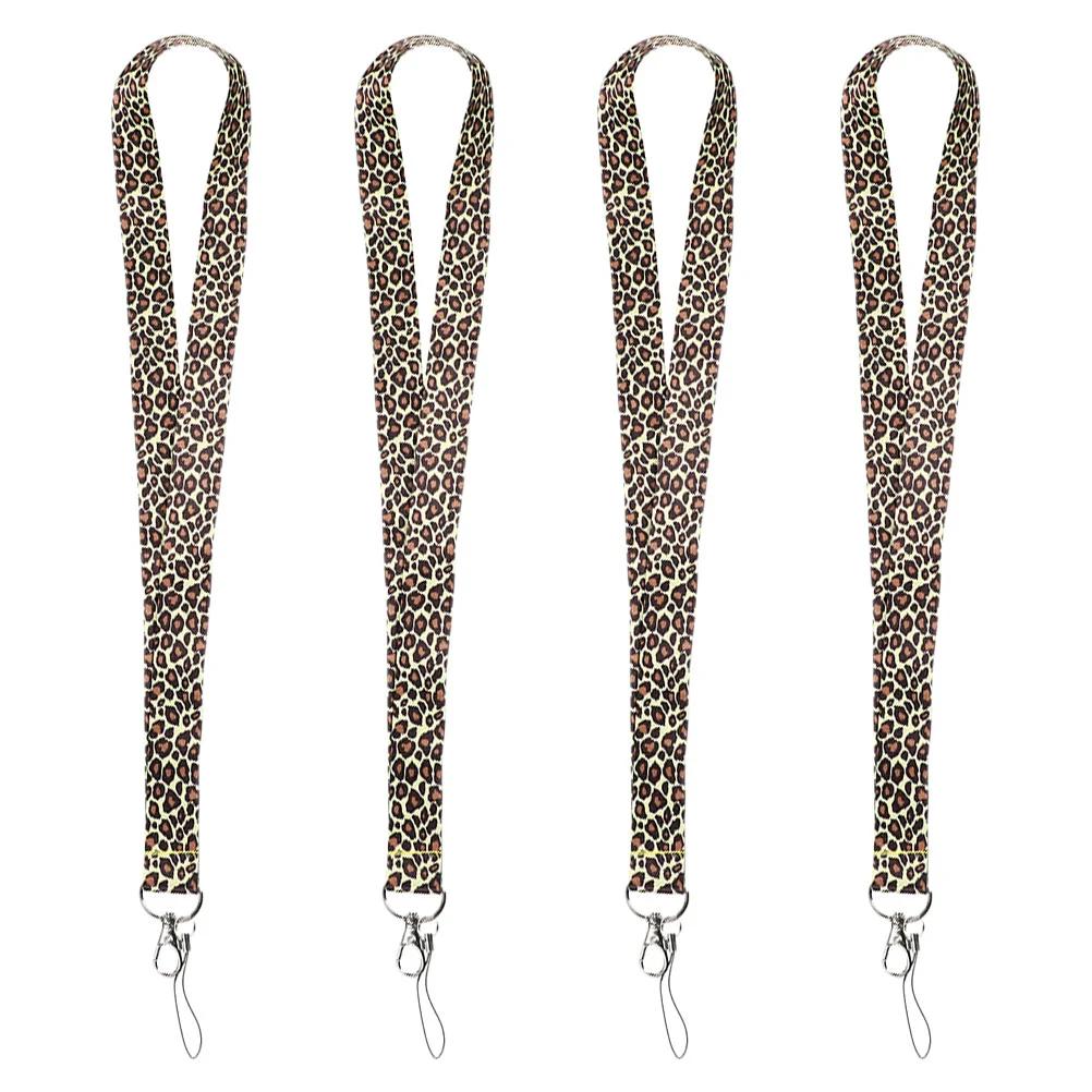 4Pcs Chic Leopard Hanging Lanyards ID Cards Hanging Ropes Phone Camera Neck Ropes