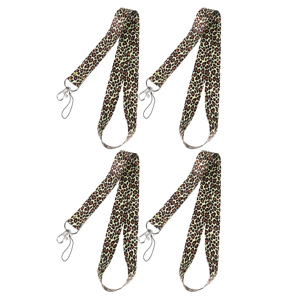 4Pcs Chic Leopard Hanging Lanyards ID Cards Hanging Ropes Phone Camera Neck Ropes