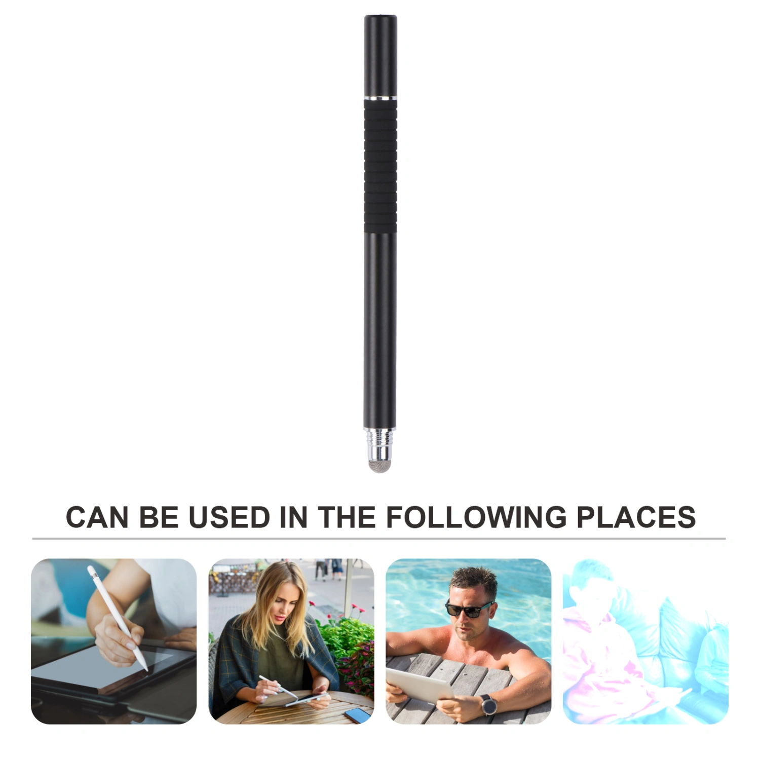 Multifunctional 2 in 1 Capacitive Stylus Touch Pen Universal Accurate Touch Screen Sensitive Stylus Pens With Fine Fiber Tips for Touch Screen Smartphones and Tablets (Black)