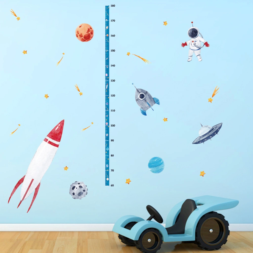 Cartoon Outer Space Height Measure Wall Stickers Home Decor Chart Ruler Decoration For Kids Rooms Decals Wall Art