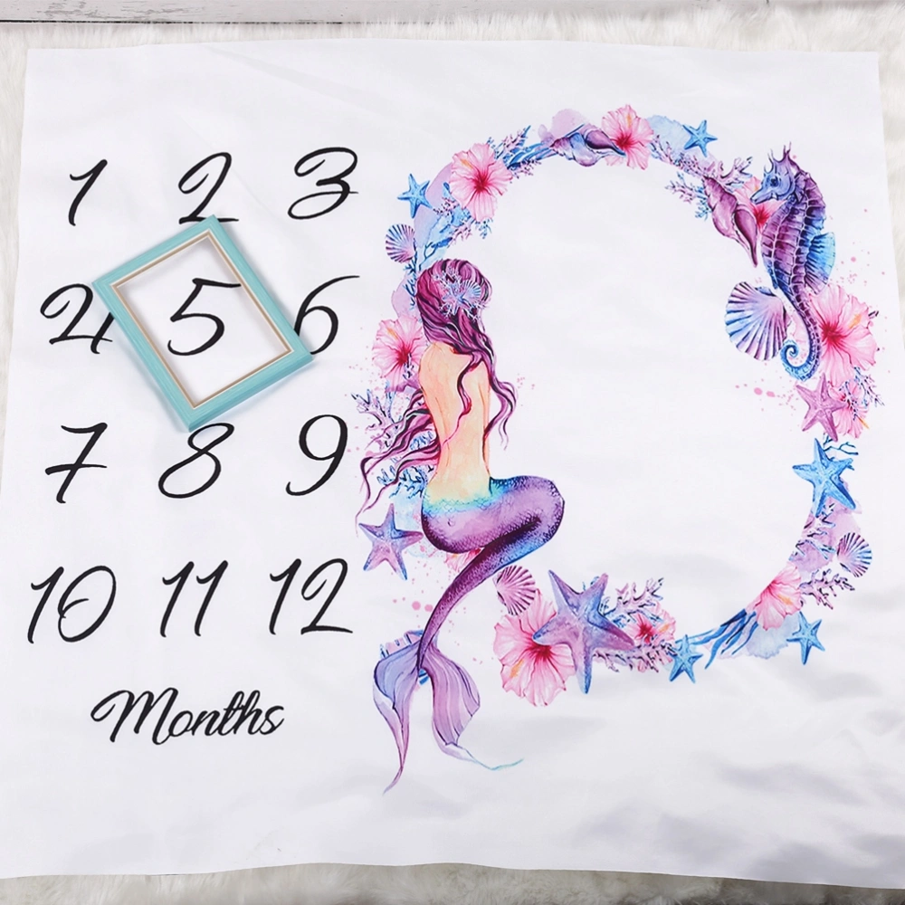 Baby Monthly Milestone Growing Blanket Newborn Infants Photo Blanket DIY Photography Background Props Backdrop Best Kids Baby Shower Gift (Mermaid)