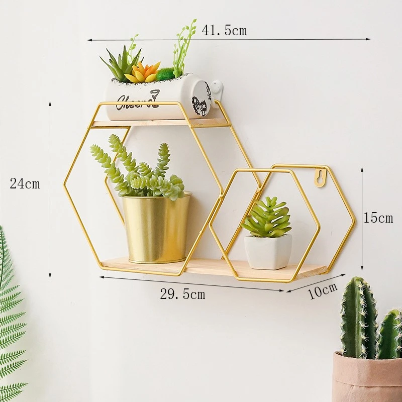 Wall Mounted Shelf Floating Wall Shelf Punch Free Iron Art Wall Storage Rack Home Decoration