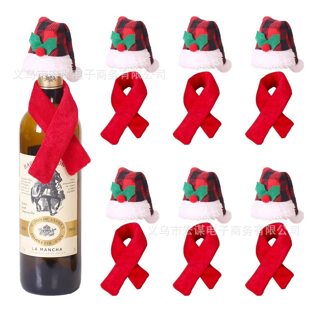 1 Set Wine Bottle Decoration Festival Red Wine Bottle Cover Wine Bottle Scarf Hat