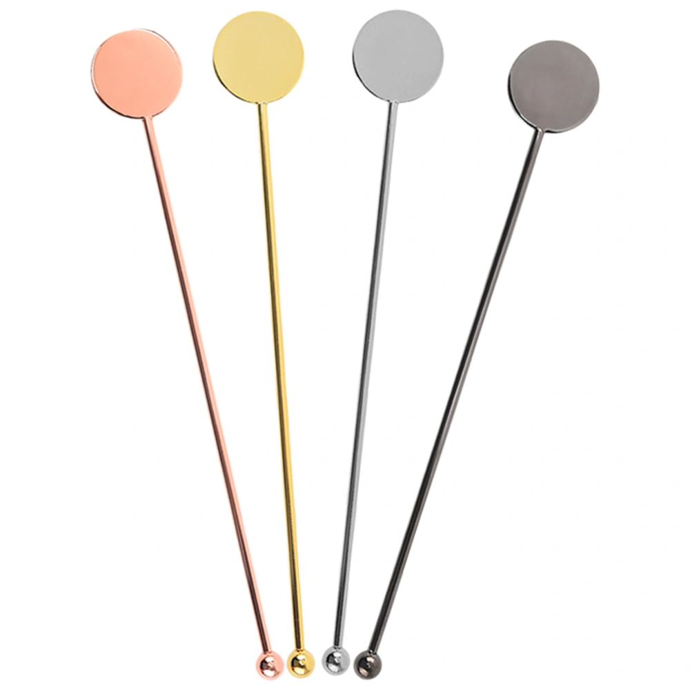 4Pcs Metal Stirring Sticks Decorative Juice Stirrers Reusable Cocktail Stirring Sticks Party Supplies