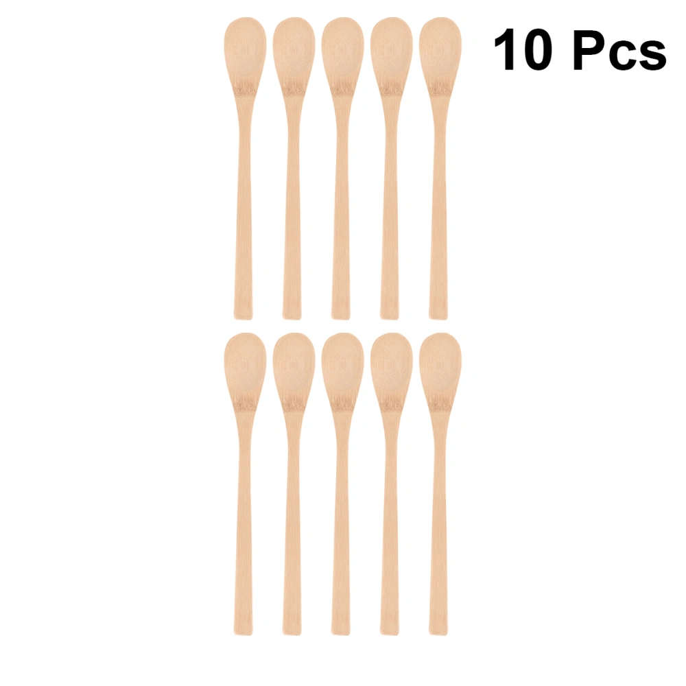 10pcs Bamboo Long Handle Small Spoon Teaspoon Kitchen Honey Scoop Teaware Accessories for Home Office