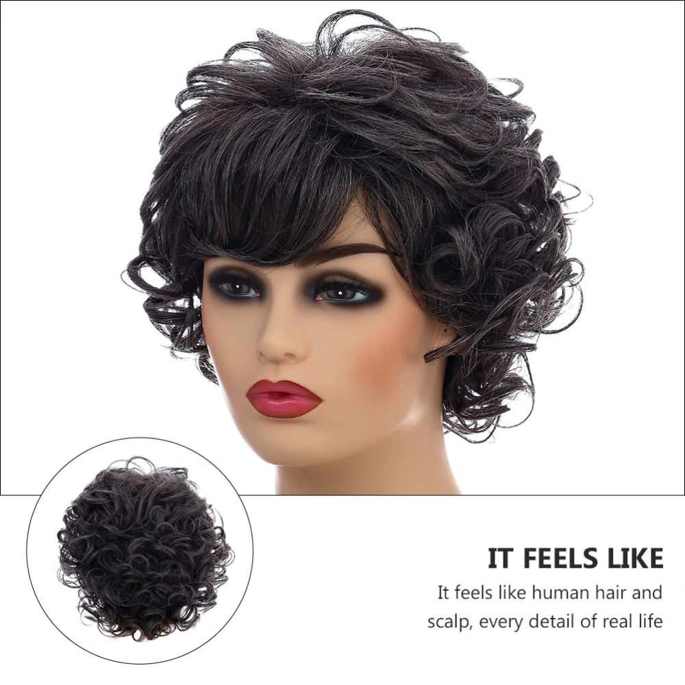 Women Short Fluffy Wig Fashion Female Wig Curly Natural Wig Fiber Hair Wig