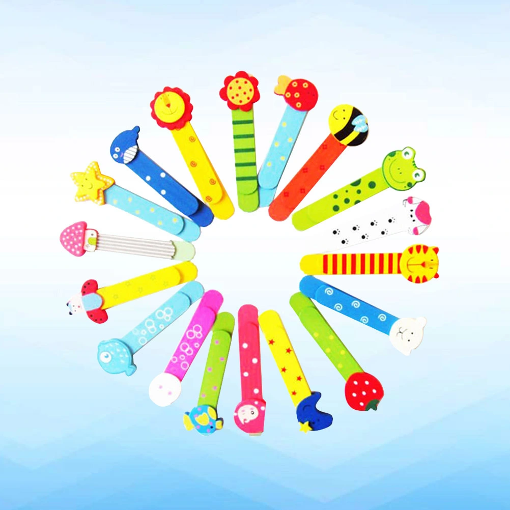 30pcs Cartoon Patterns Wood Book Marker with Ruler Scale Wooden Bookmarks (Random Style)