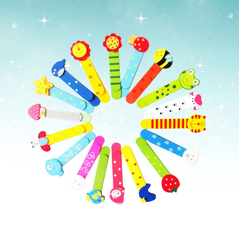 30pcs Cartoon Patterns Wood Book Marker with Ruler Scale Wooden Bookmarks (Random Style)