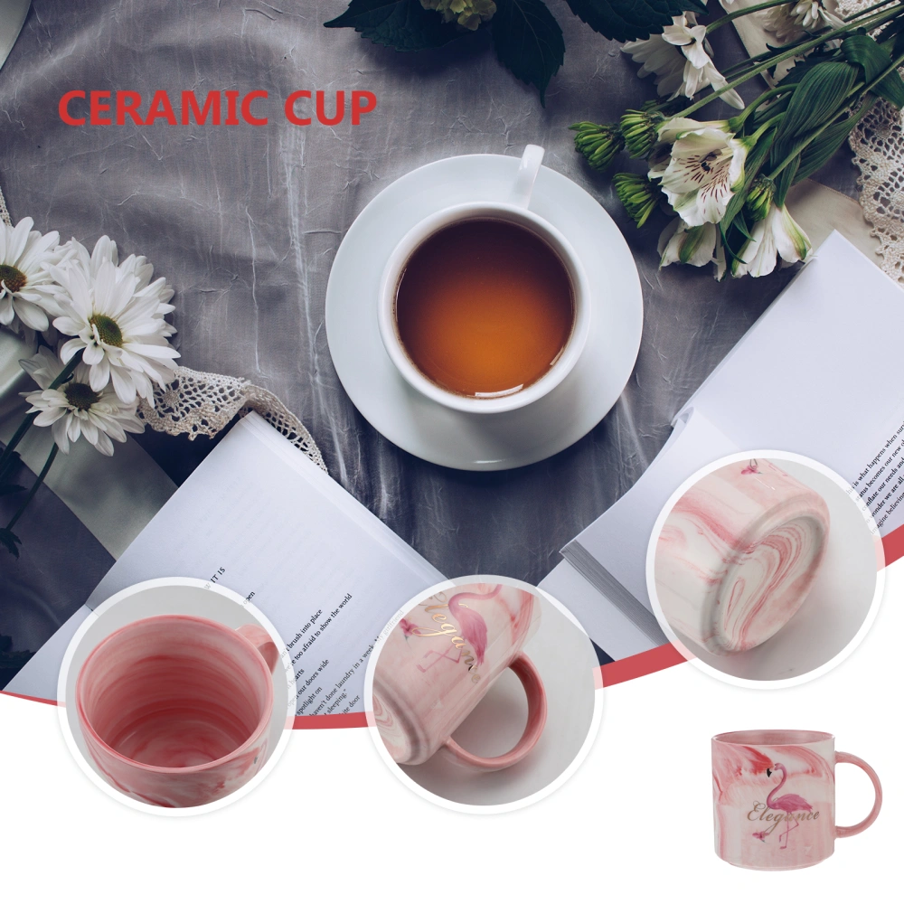 1pc Nordic Marble Pattern Coffee Mug Flamingo Ceramic Gift Cup for Friends