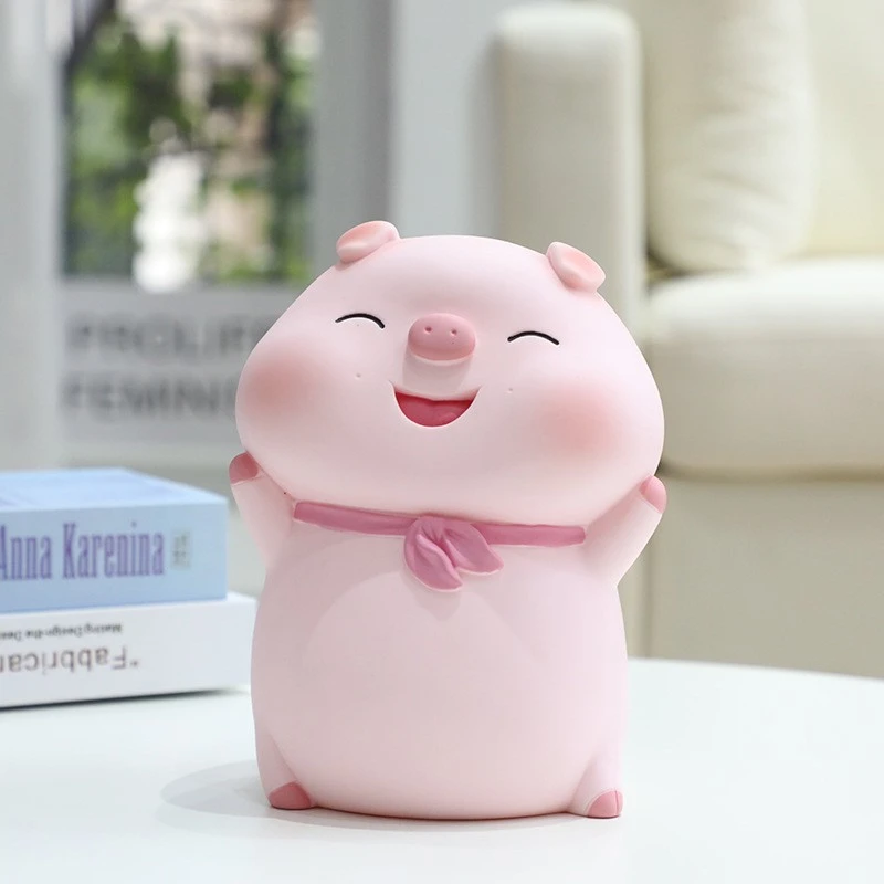 Lovely Cartoon Piggy Bank Unbreakable Money Saving Box Desktop Money Pot Plastic Coin Container