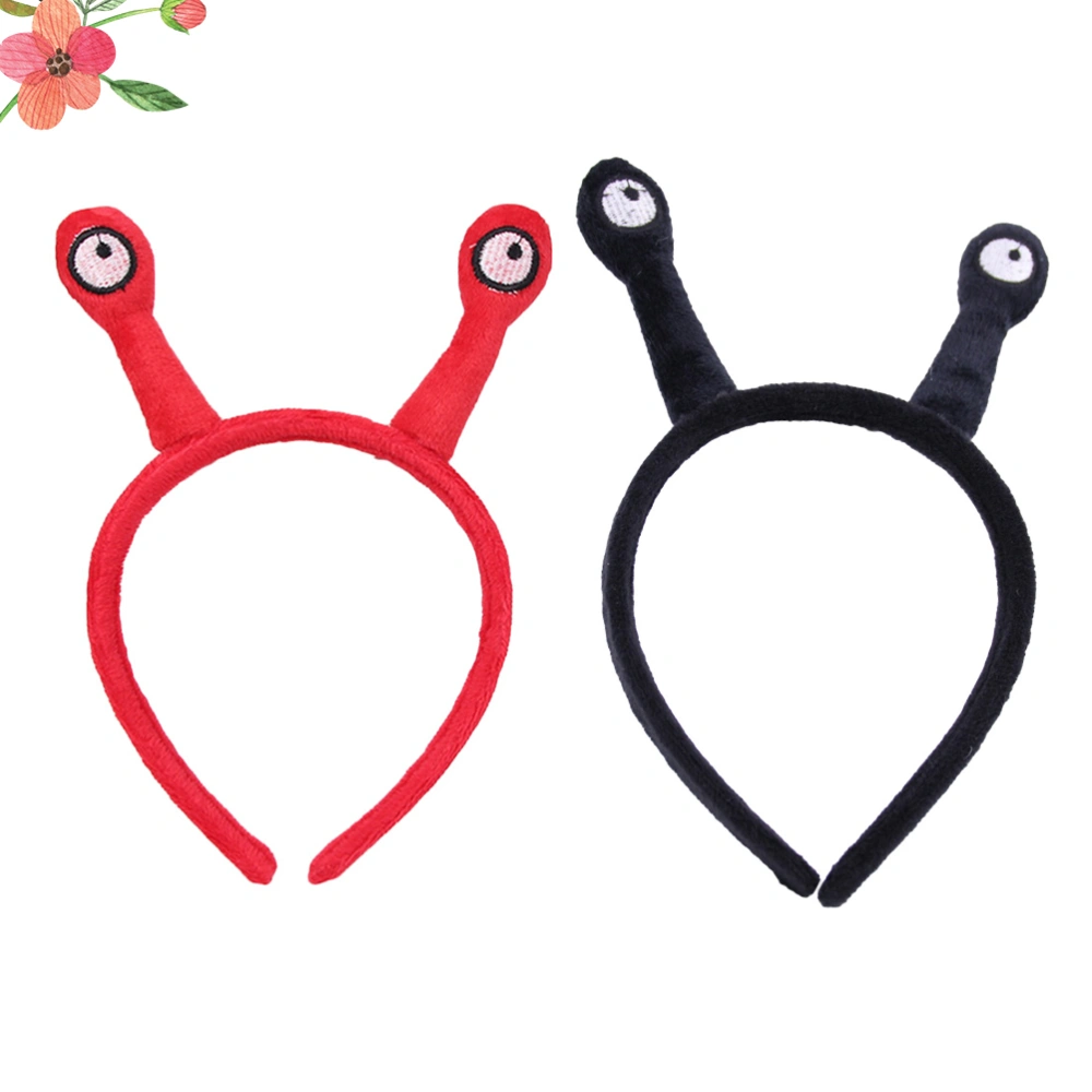 2pcs Snail Tentacles Shaped Headband Chic Hair Hoops Stylish Headdress Hair Accessories Party Favors Supplies for Girls Women (Red + Black)