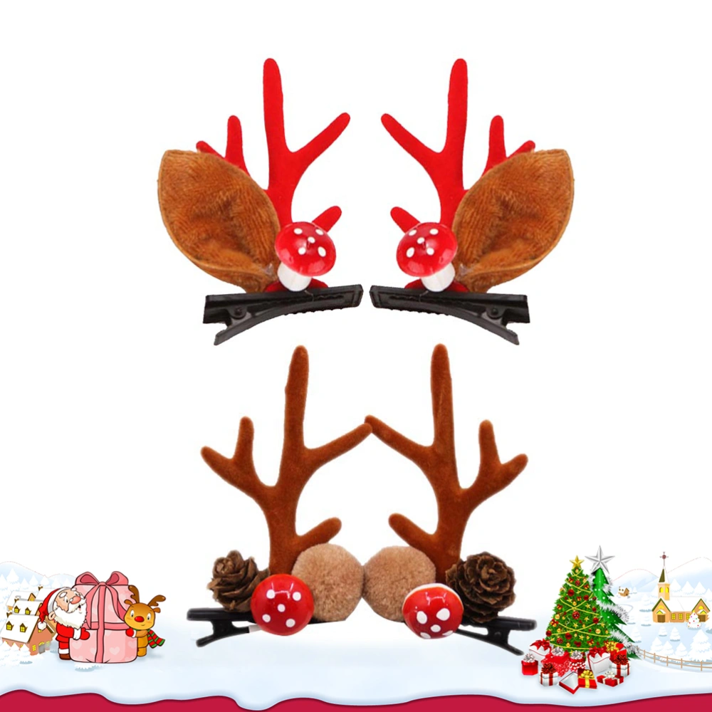 4pcs Christmas Antlers Hair Clip Chic Hair Barrettes Fashion Hair Hair Accessories for Girls Toddlers