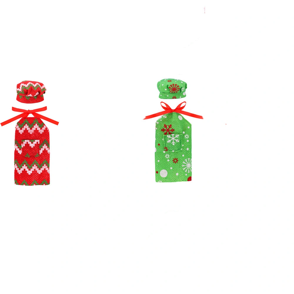 2 sets of Christmas Mini Doll Outfit Set Doll Decorative Apron Hats Doll DIY Clothing