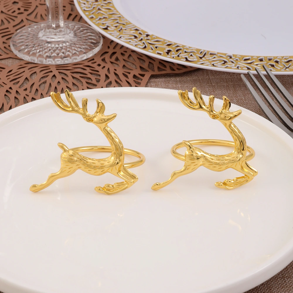 6pcs Christmas Deer Napkin Ring Cute Deer Napkin Ring Holders Metal Napkin Rings for Party