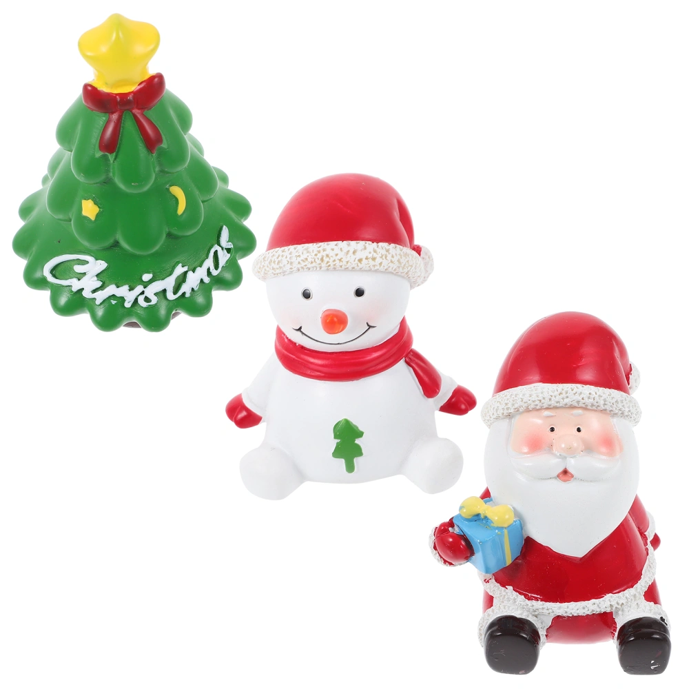 3pcs Christmas Micro Landscape Decors Resin Adornments Christmas Aquarium Decor