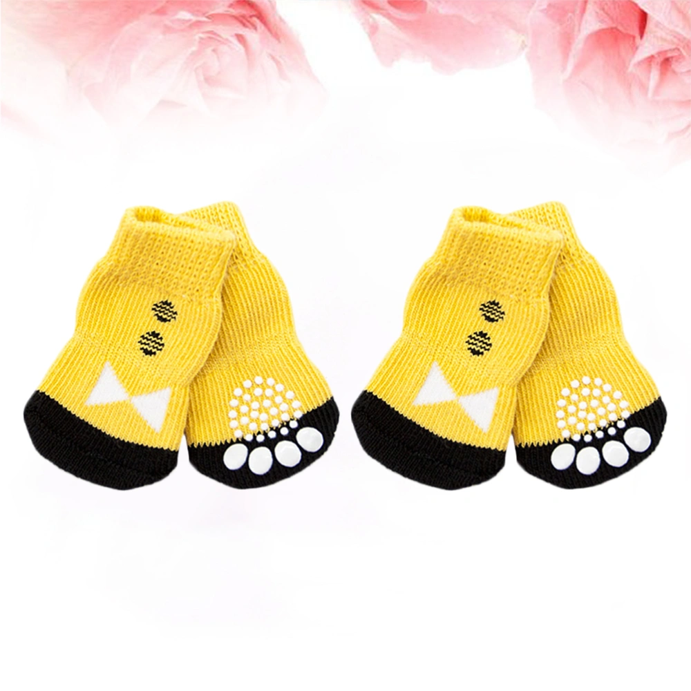 4Pcs Pet Anti Socks Adorable Stockings Prcatical Footwear Cotton Socks for Puppy Dog (Size L)