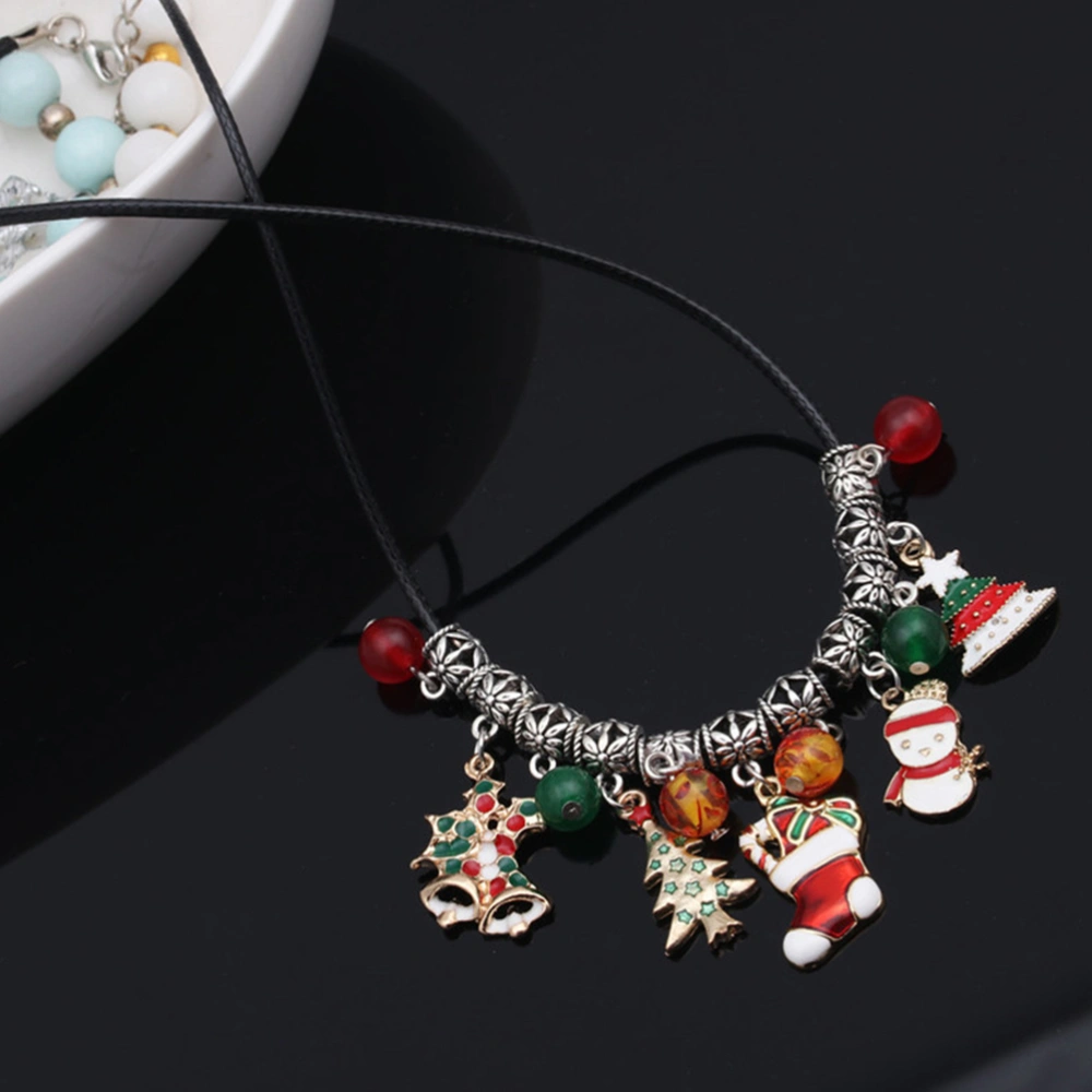 Xmas Party Necklace Festive Clavicle Chain Agate Beads DIY Hanging Pendant Colorful Torque (Christmas Beads)