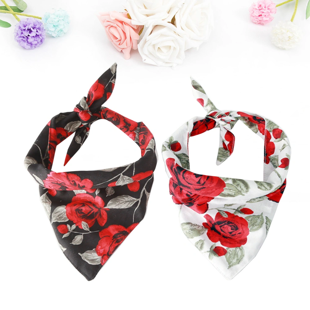 2pcs Rose Pattern Collar Bib Pet Creative Saliva Collar Pet Supplies for Dog Puppy (1pcs Black Background Rose, 1pcs White Background Rose)