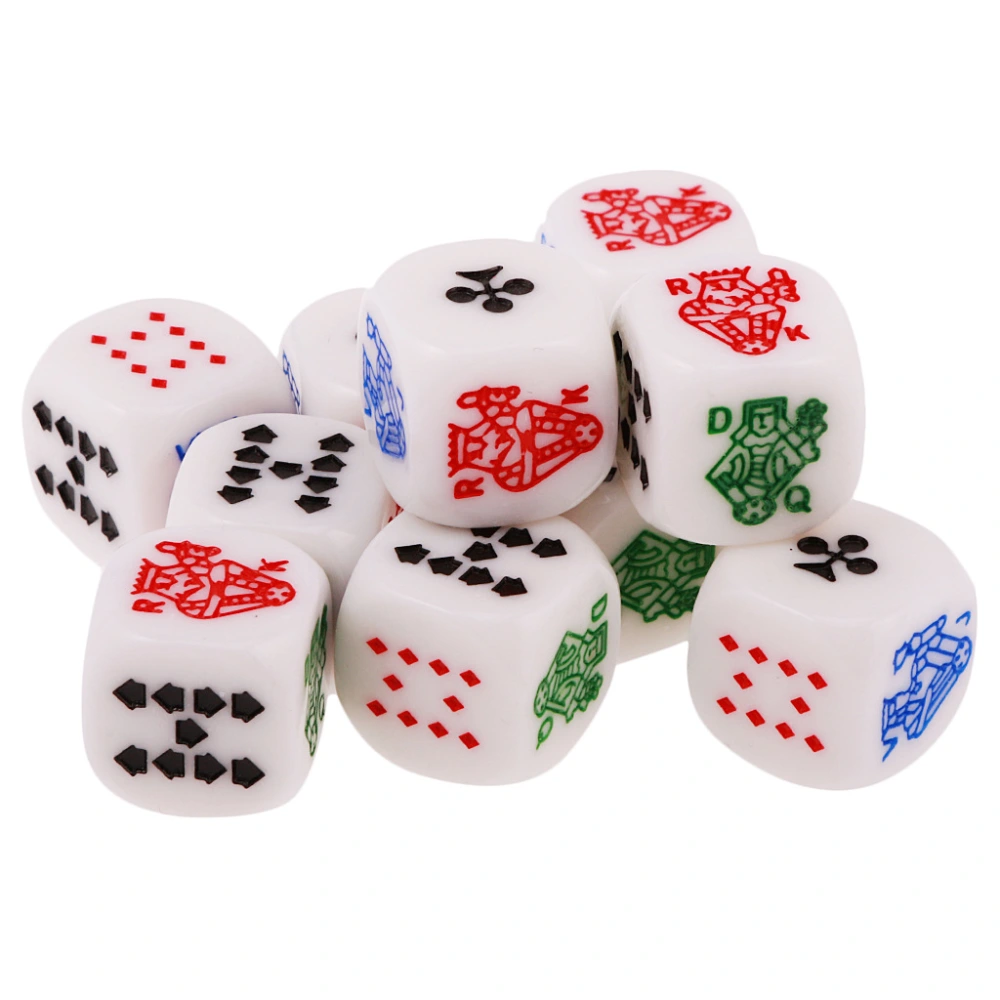 12pcs Acrylic Poker Dices Prop Funny Game Dices 6-Sided Poker Dices for Party