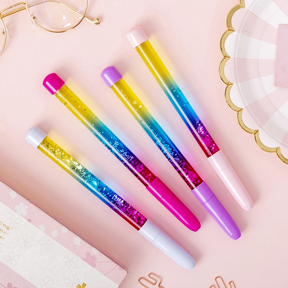 8Pcs Quicksand Pens Adorable Cartoon Pens Multi-use Writing Pens Perform Supplies