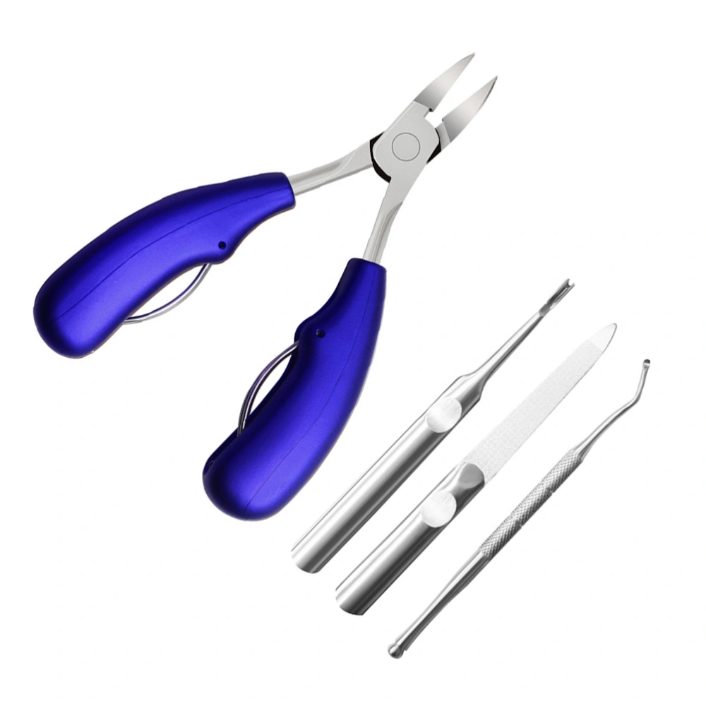 1 Set Pedicure Set Dead Leather Fork Trimmer Kit Eagle Nose Pliers Manicures Tool Set Portable Nail Care Tool Kit for Home Salon Blue