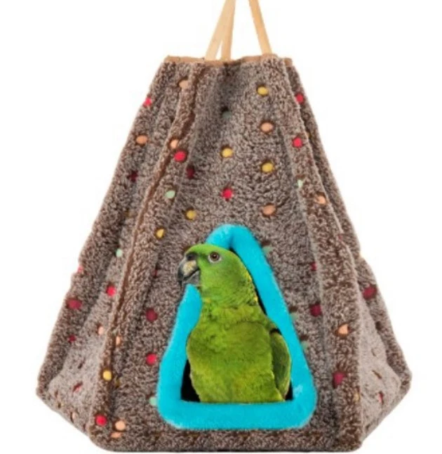 Bird Cage Hanging Hammock Bird Sleeping Bed Bird Warm Snuggle Hut Plush Bird House