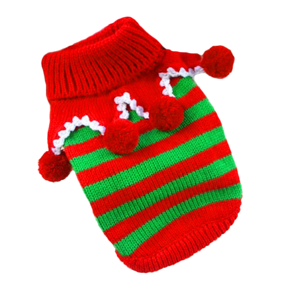 Stylish Pet Dog Christmas Striped Sweater Thickened Sweater for Small Dog Size XXS (Red Green)