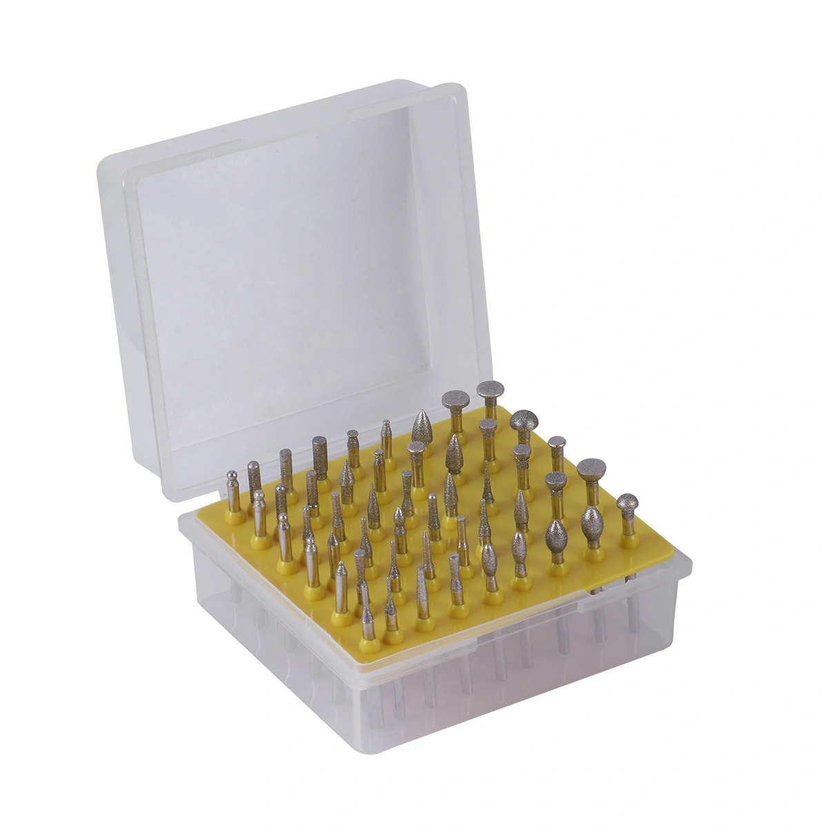 50 in 1 Torch Cylinder Diamond Grinding Head Lapidary Rotary Burrs Jade Carving Jewelry Tools (Silver)