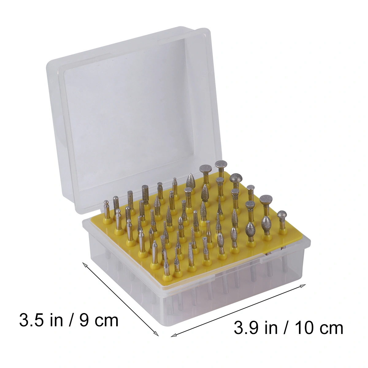 50 in 1 Torch Cylinder Diamond Grinding Head Lapidary Rotary Burrs Jade Carving Jewelry Tools (Silver)