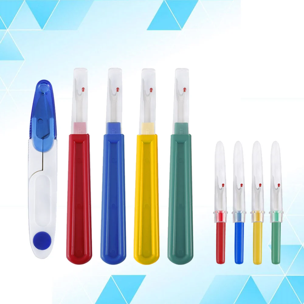 9 Pcs Embroidery Tools Kit Disconnector Release Seam Ripper Stitch Unpicker with Plastic Handle Thread Cutter DIY Sewing Remover for Home