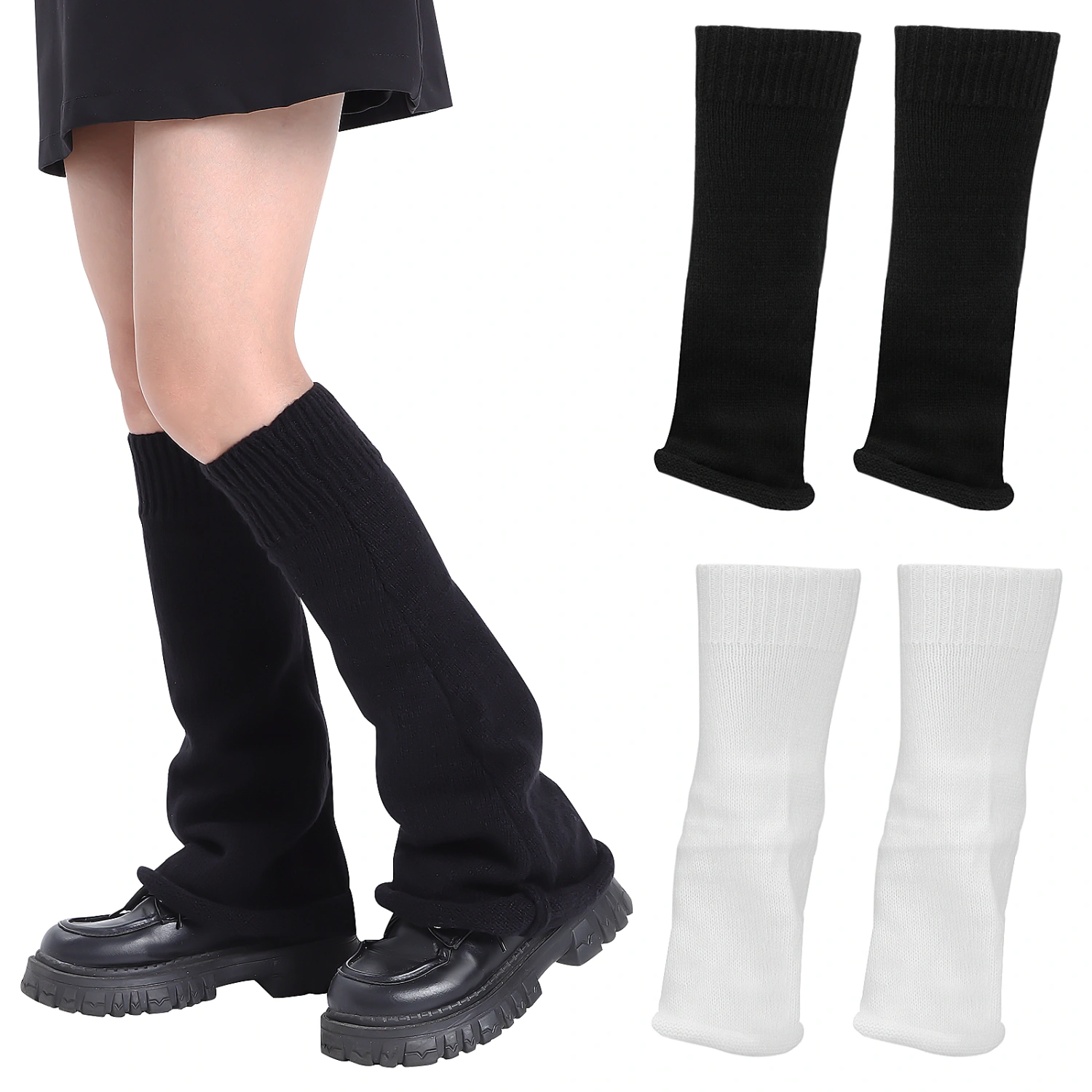 2 Pairs Knitted Leg Warmers Cute Women Leg Warmers Winter Leg Covers Lolita Accessories