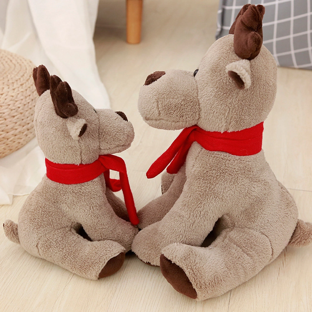 Stuffed Elk Doll Christmas Stuffed Toy Scarf Elk Doll Desktop Ornaments Plush Doll