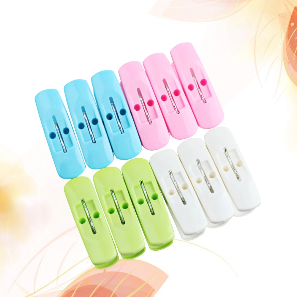 12pcs Windproof Plastic Clothespins Solid Color Clothes Laundry Clips for Socks Blanket Underwear