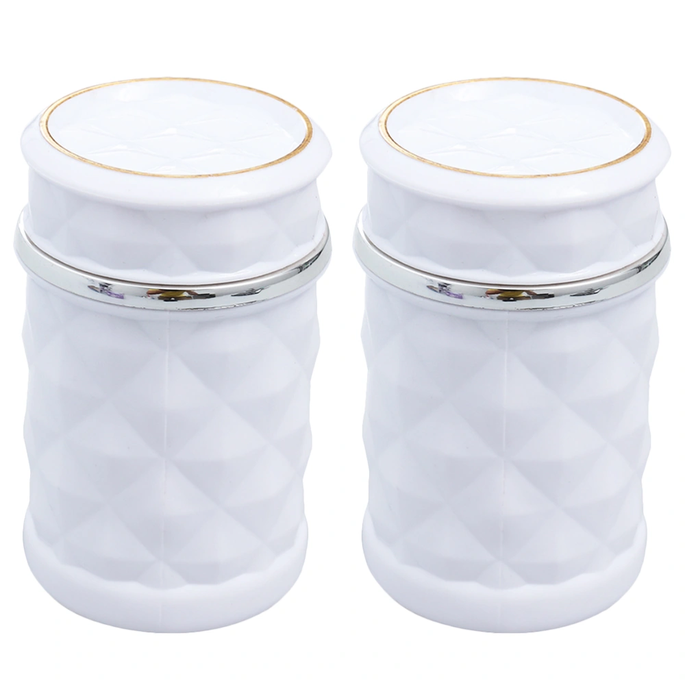 2Pcs Multifunction Car Ashtray with Lid Creative Trash Bin Portable Cigarette Ash Holder Cup(White)