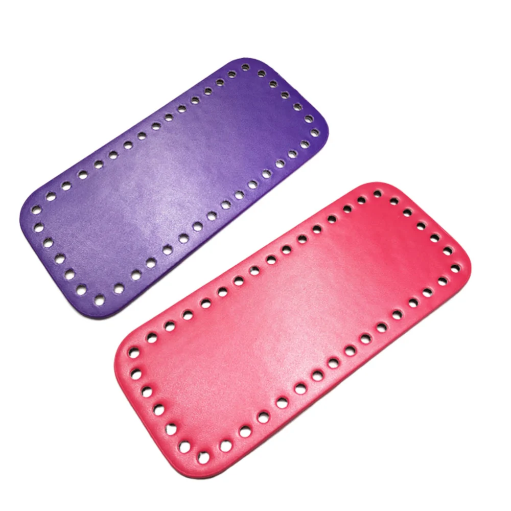 PU Leather DIY Sewing Pouch Base Needle Crochet Gloss Lamination Bottom Handmade Knitting Plate Accessories for Sewing Bag Purse Supplies (Rosy)